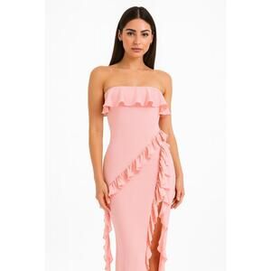 HOUSE OF CB 'Sarina' Apricot Ruffle Maxi Dress /Size XS